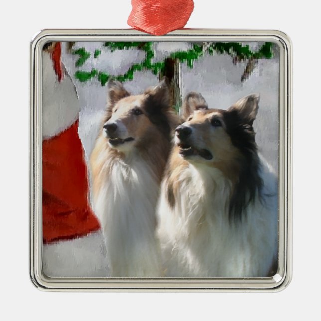 Rough Collie Christmas Gifts Ornaments (Front)