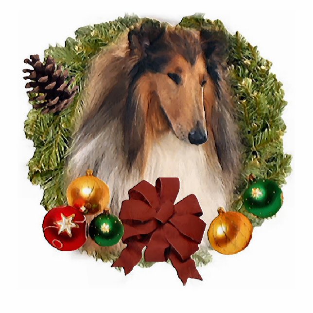 Rough Collie Christmas Gifts Statuette (Front)