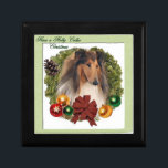 Rough Collie Christmas Jewelry Box<br><div class="desc">Lovely Christmas holiday rough sable collie art design makes a beautiful Christmas gift. Have yourself a holly collie Christmas!</div>