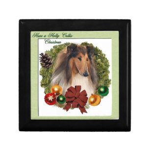 Rough Collie Christmas Jewelry Box