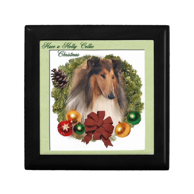 Rough Collie Christmas Jewelry Box (Front)