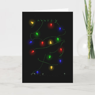 Rough Collie Christmas Lights Holiday Card