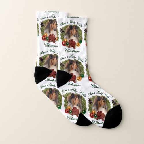 Rough Collie Christmas Socks