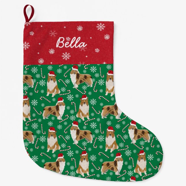 Rough Collie Custom Dog Name Stocking (Front)