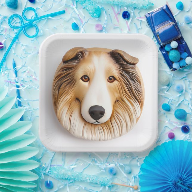 Rough Collie Dog 3D Inspired Paper Plates (Party)