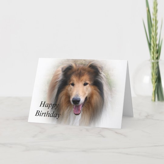 Rough collie dog beautiful custom birthday card | Zazzle.com