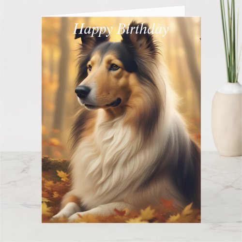 Rough Collie dog beautiful custom birthday card