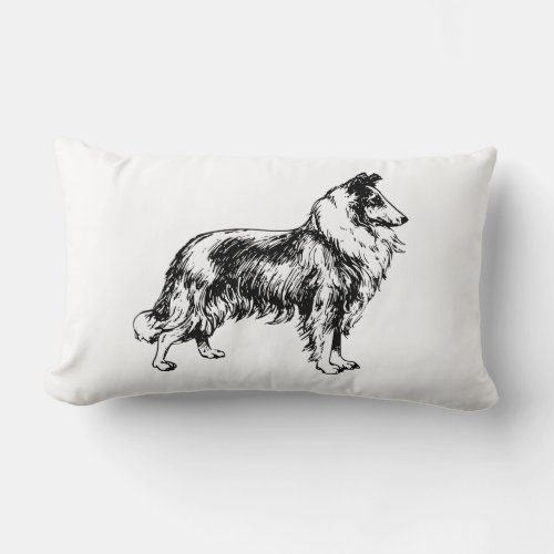 Rough Collie dog beautiful illustration pillow