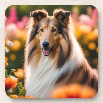 Rough Collie Dog Beautiful Photo Beverage Coaster by roughcollie at Zazzle