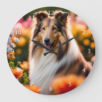 Rough Collie Dog Beautiful Photo Large Clock by roughcollie at Zazzle