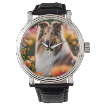Rough Collie Dog Beautiful Photo Watch by roughcollie at Zazzle