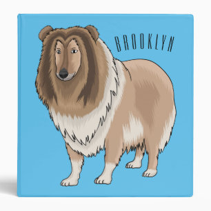 Rough collie dog cartoon illustration  3 ring binder