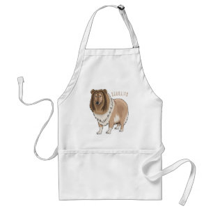 Rough collie dog cartoon illustration adult apron