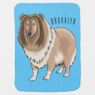 Rough collie dog cartoon illustration baby blanket
