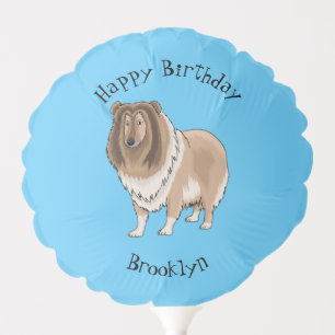 Rough collie dog cartoon illustration balloon
