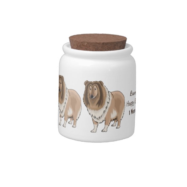 Rough collie dog cartoon illustration candy jar (Left)
