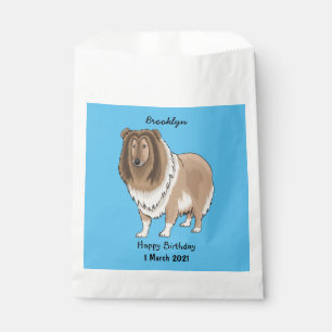 Rough collie dog cartoon illustration favor bag