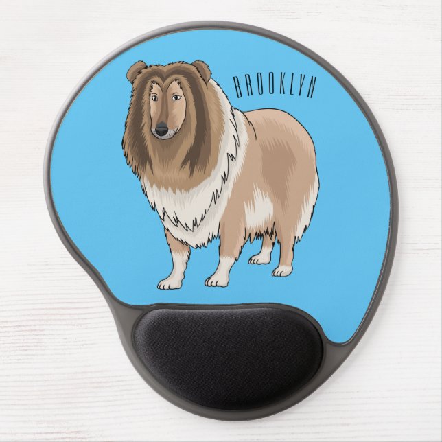 Rough collie dog cartoon illustration gel mouse pad (Front)