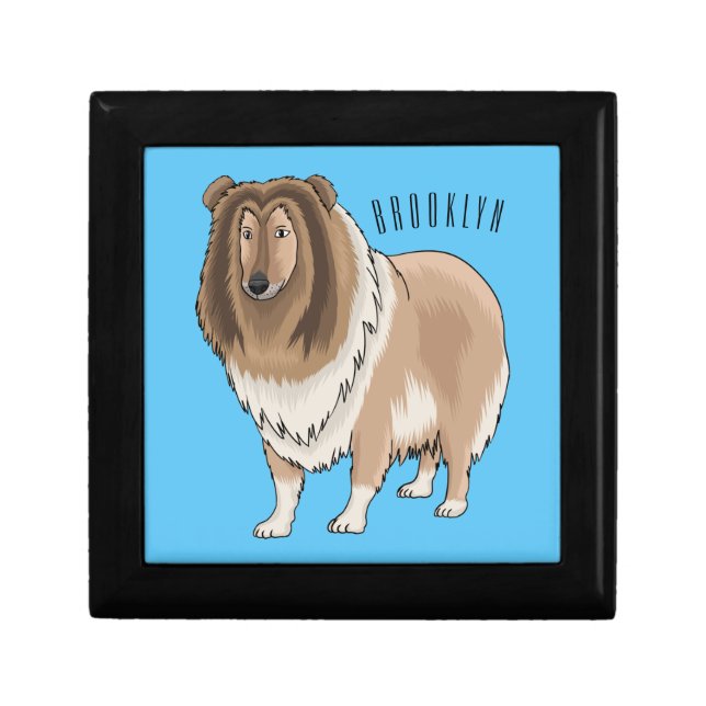 Rough collie dog cartoon illustration  gift box (Front)