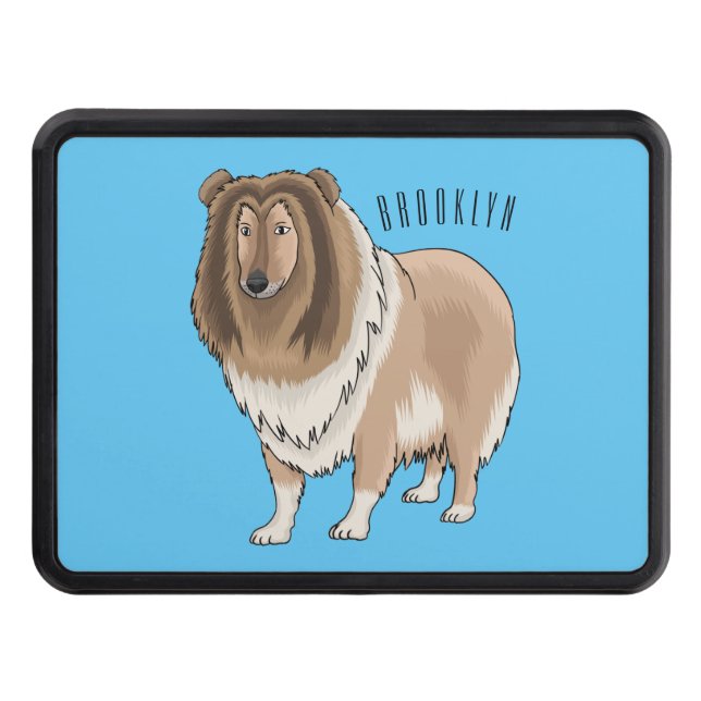 Rough collie dog cartoon illustration hitch cover (Front)