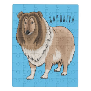 Rough collie dog cartoon illustration jigsaw puzzle