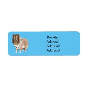 Rough collie dog cartoon illustration label
