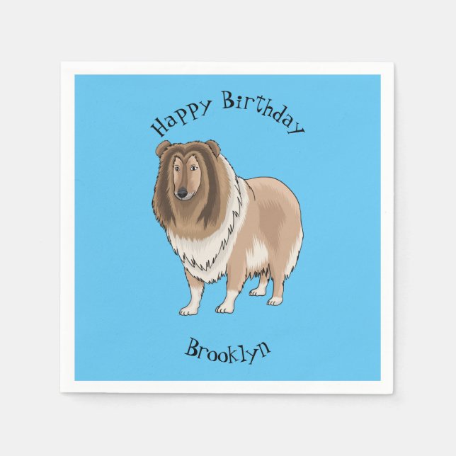Rough collie dog cartoon illustration  napkins (Front)
