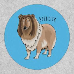 Rough collie dog cartoon illustration patch