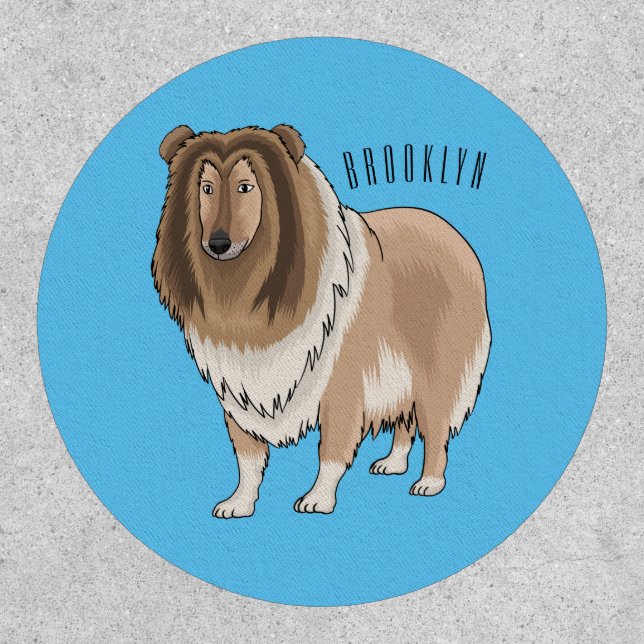 Rough collie dog cartoon illustration  patch (Front)