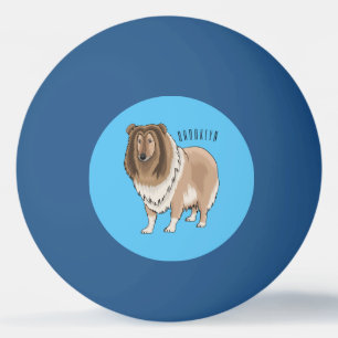Rough collie dog cartoon illustration ping pong ball