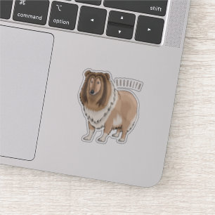 Rough collie dog cartoon illustration sticker