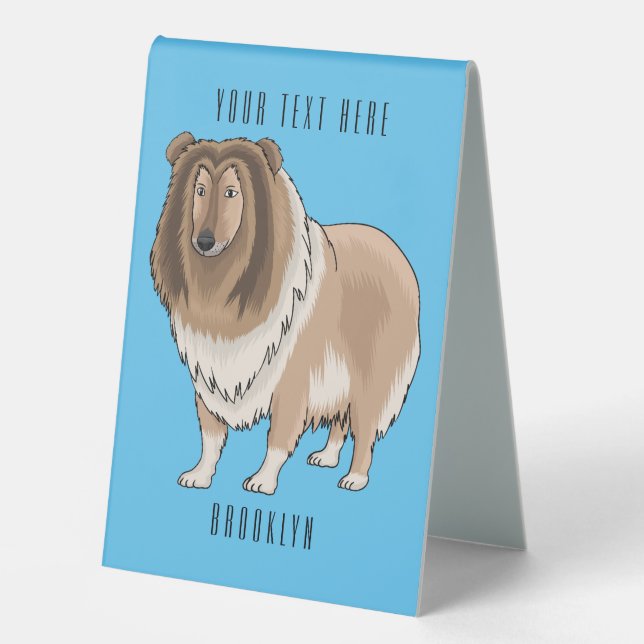 Rough collie dog cartoon illustration table tent (Front)