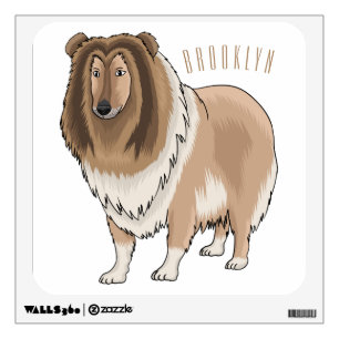 Rough collie dog cartoon illustration wall decal