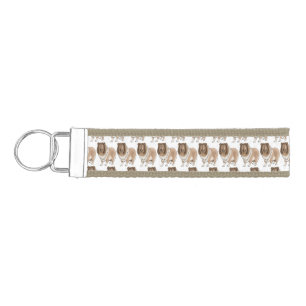 Rough collie dog cartoon illustration wrist keychain