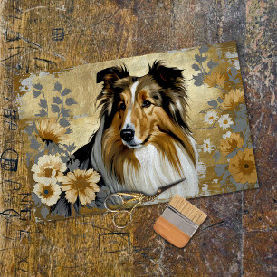 Rough Collie Dog Decoupage  Tissue Paper