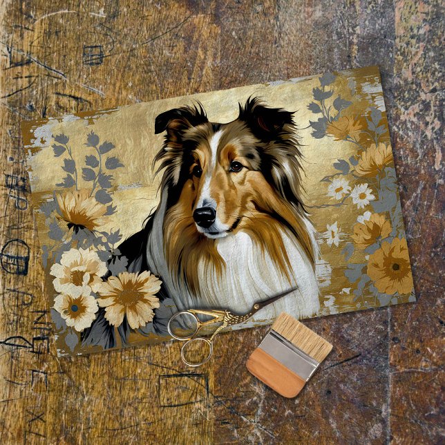 Rough Collie Dog Decoupage  Tissue Paper (Creator Uploaded)