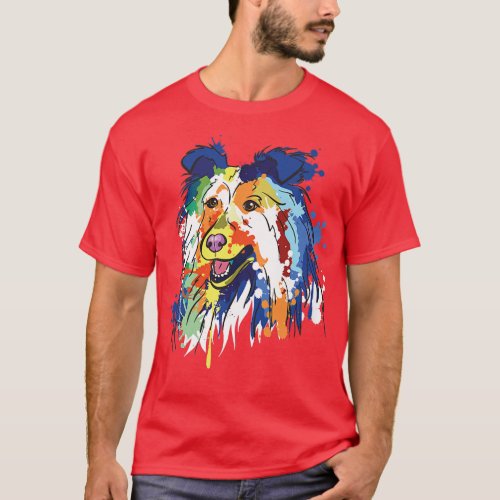 Rough Collie Dog Dog Lover Dog Owner Splash Art  T_Shirt