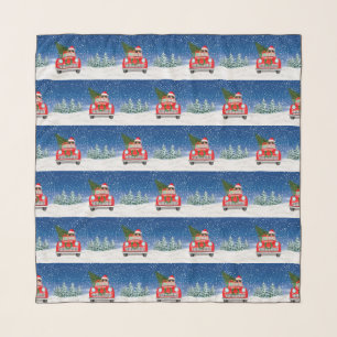 Rough Collie Dog Driving Car In Snow Christmas Scarf