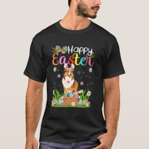 Rough Collie Dog Happy Easter Egg Hunt Bunny Ear E T-Shirt