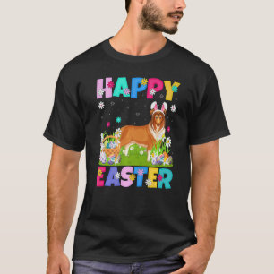 Rough Collie Dog Happy Easter Rough Collie Easter T-Shirt