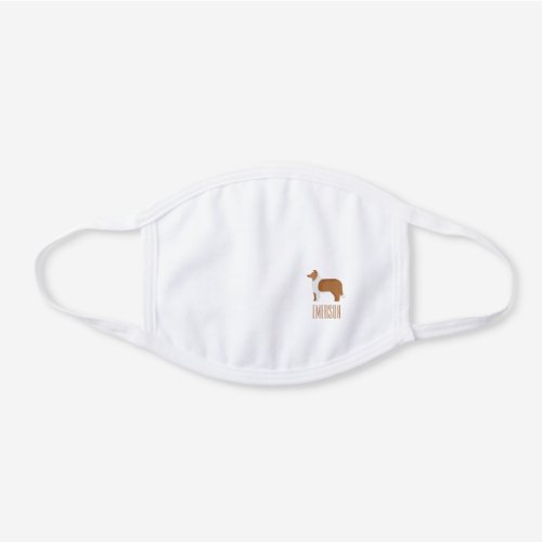 Rough Collie Dog Illustration Personalized White Cotton Face Mask