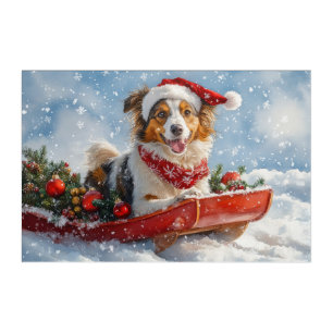 Rough Collie Dog in Sledge Let it Snow Christmas Acrylic Print