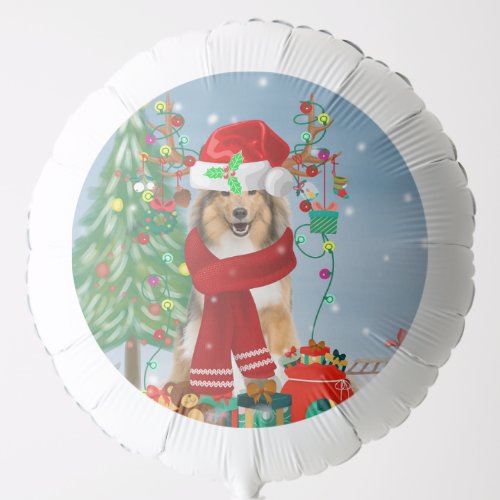 Rough Collie Dog in Snow Christmas Gift   Balloon