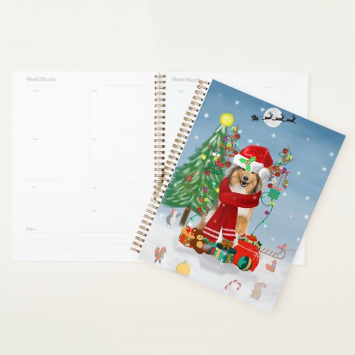 Rough Collie Dog in Snow Christmas Gift   Planner