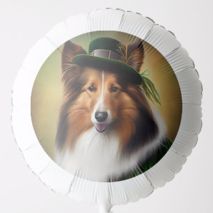 Rough Collie Dog in St. Patrick's Day Dress Balloon