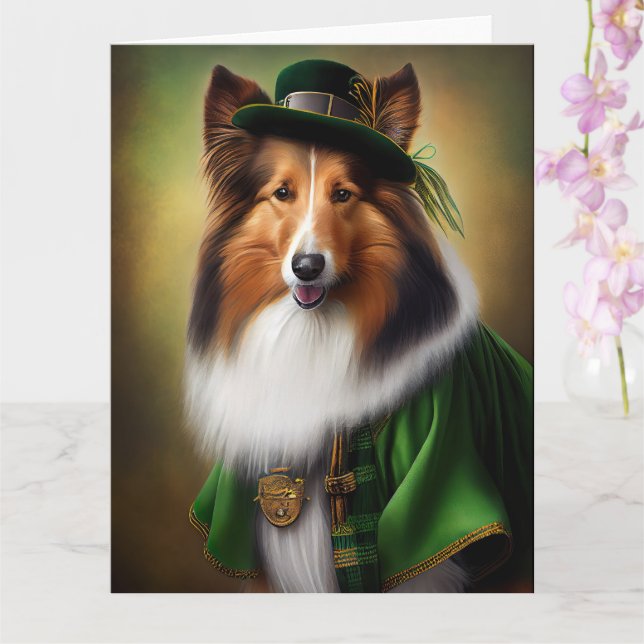 Rough Collie Dog in St. Patrick's Day Dress Card (Orchid)