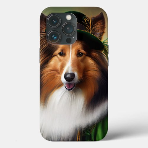 Rough Collie Dog in St Patricks Day Dress iPhone 13 Pro Case