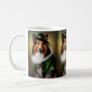 Rough Collie Dog in St. Patrick's Day Dress Coffee Mug