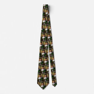 Rough Collie Dog in St. Patrick's Day Dress Neck Tie