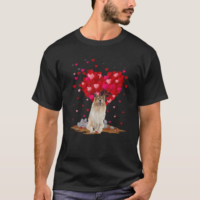 Rough Collie Dog Lover Heart Shape Rough Collie Va T-Shirt (Front)